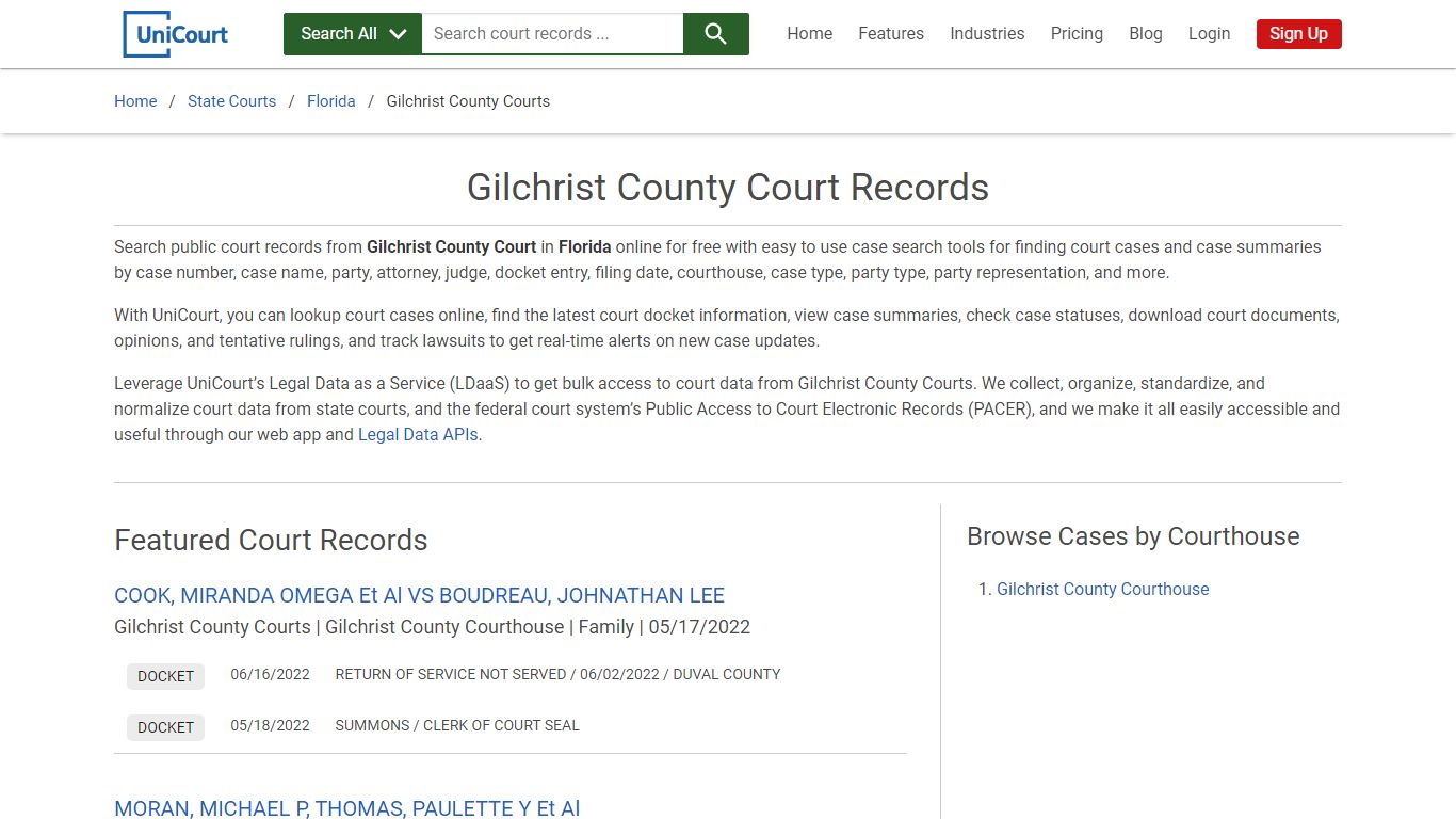 Gilchrist County Court Records | Florida | UniCourt