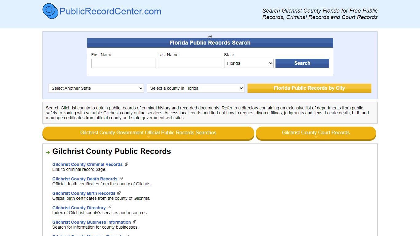 Gilchrist County Florida Free Public Records - Court ...