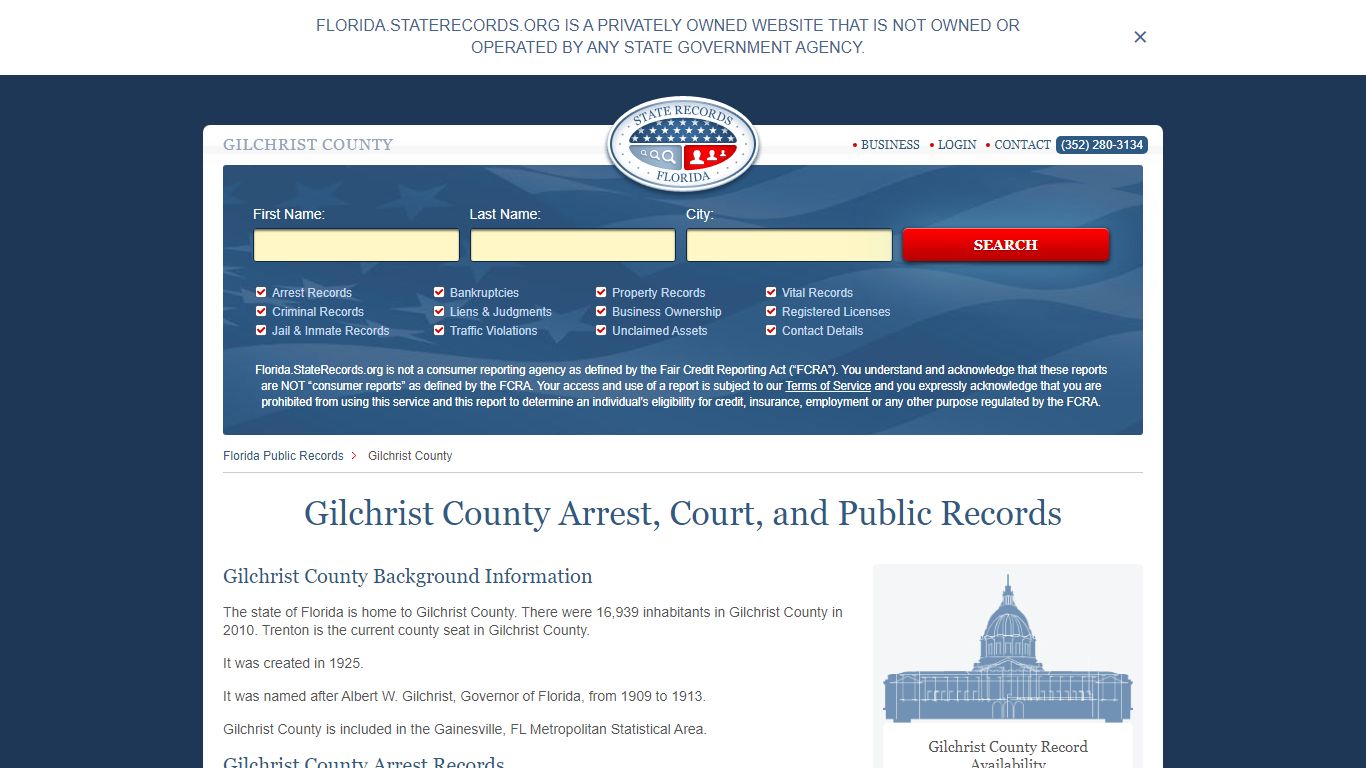 Gilchrist County Arrest, Court, and Public Records