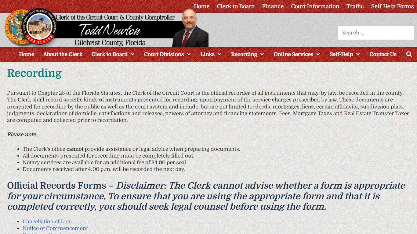 Recording – Gilchrist County Clerk of the Circuit Court ...
