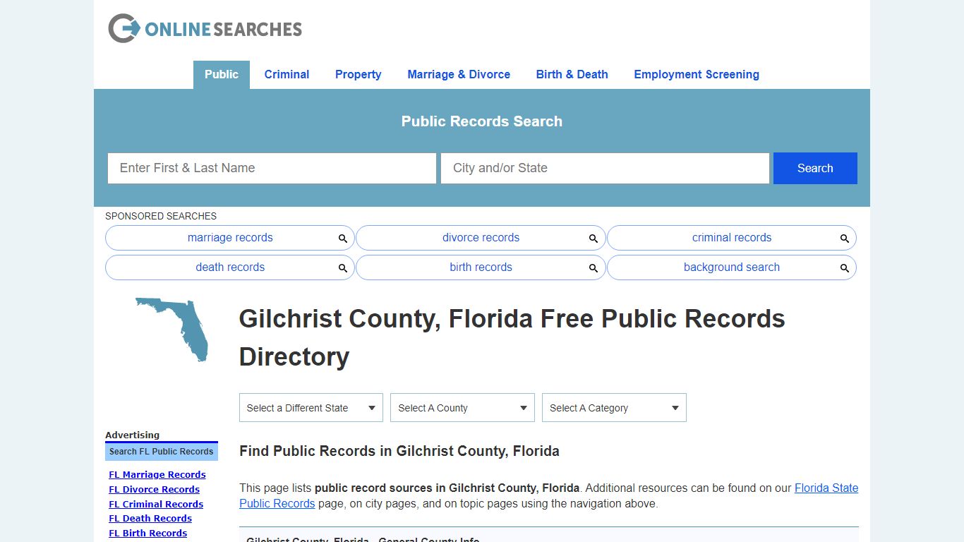 Gilchrist County, Florida Public Records Directory